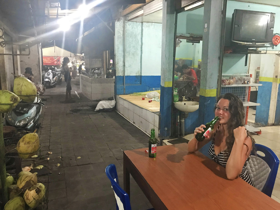 Sitting at the Jimbaran Fish Market Warung Drinking a Bintang